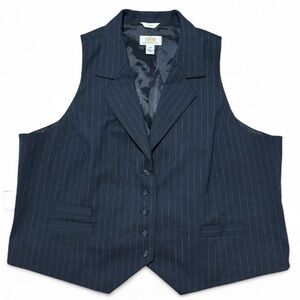Talbot's Women's Vest Pin Stripe Lapels Navy Blue 20 W Petite Classic SKU 23